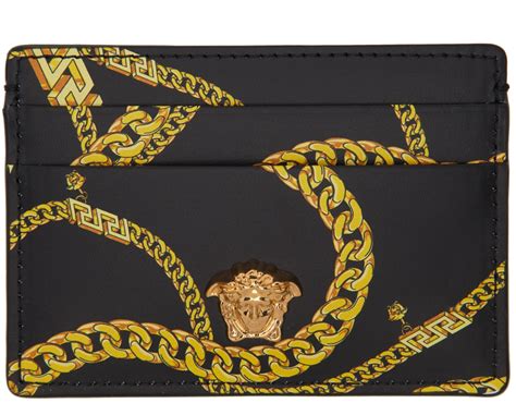 versace black chain print card holder|Versace La Medusa Card Holder Chain Link Print Black/Gold.